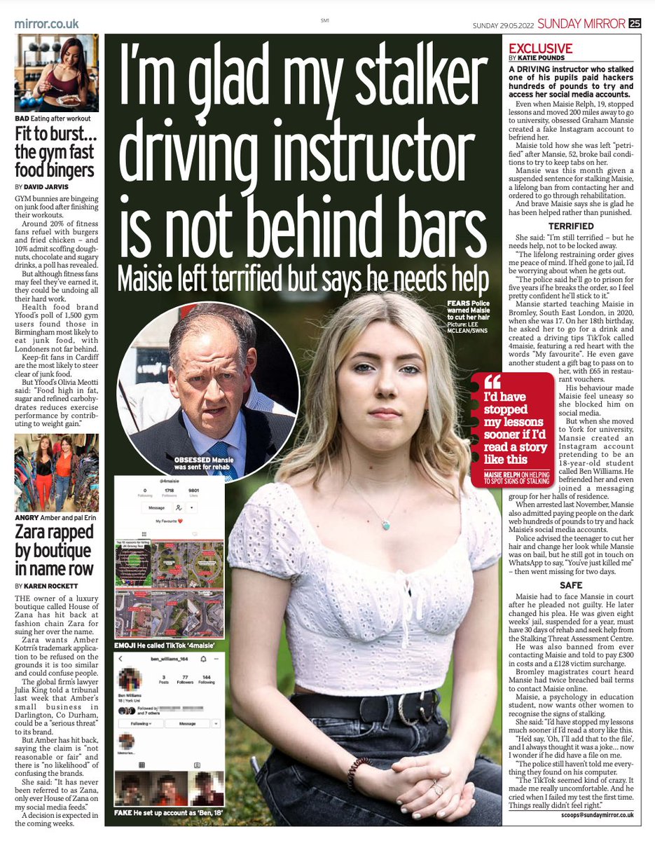 EXCLUSIVE in the Sunday Mirror - A teenager was 'petrified' after her driving instructor turned into a stalker - creating a TikTok dedicated to her and paying dark web hackers to access her socials mirror.co.uk/news/uk-news/s… 🖋️ @KatePounds 📷 @Cleany7878