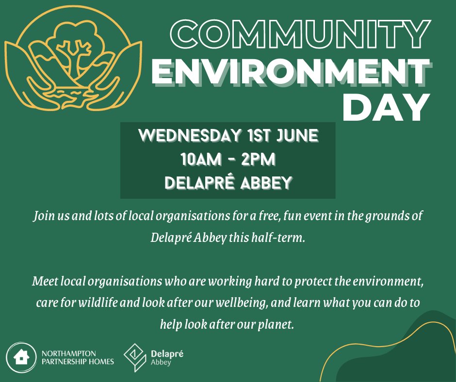 There's a Community Environment Day organised by <a href="/NPH_news/">NPH_news</a> in the beautiful surroundings of <a href="/DelapreAbbey/">Delapré Abbey</a> Northampton on Wed this week - a free event where you can meet organisations working to enhance local #biodiversity, improve #wellbeing and help protect the planet. 10am-2pm.