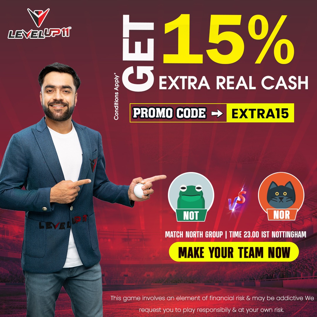 Levelup_11's tweet photo. Are you ready with your LevelUp11 fantasy team? ✅ Massive Winnings upto Rs. 2,00,000 💵
Join #NOTvNOR and get 15% extra real cash on deposit🤑. Download the app now https://t.co/yZUOLIKZcH
#levelup11 #fantasy #cricket #T20Cricket #t20blast #FantasySports #FantasyCricket https://t.co/945quNPhX4