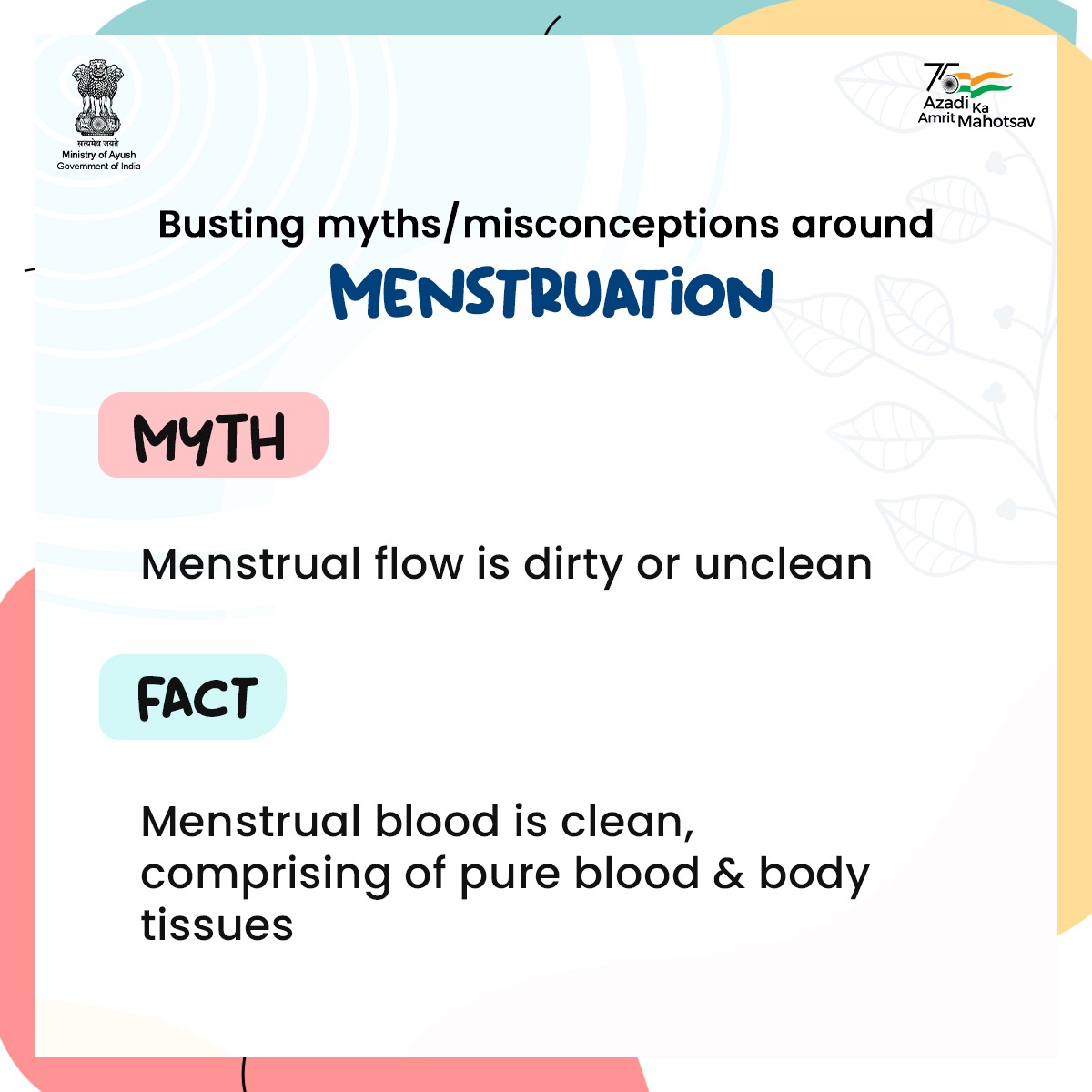 moayush's tweet photo. Menstrual Hygiene Day highlights the importance of menstrual health and draws attention to the hurdles faced by women due to the stigma surrounding menstruation. 

#Ayush #AmritMahotsav #HealthForAll #WomenRights https://t.co/AgaYjJ0Zux