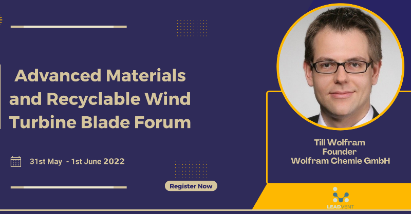leadvent's tweet photo. #Leadvent Group welcome Till Wolfram, Founder, Wolfram Chemie GmbH as Panelist in Panel “The Future of Wind Turbine Blade Recycling & Repurposing- An End of Life Opportunity”
#recyclableblade #recyclablematerials #windturbine #windenergy #sustainability
