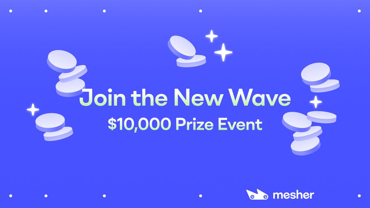 We are holding a Give Lab event under the name of "Mesher, Join the New Wave"!

The total prize money for the event is whopping! It is '10000 oUSDC (about 12.66 million won)'.

$3,000 prize money for 1st place, $25 just for participating!

givelab.com/mesher
Join Right Now!