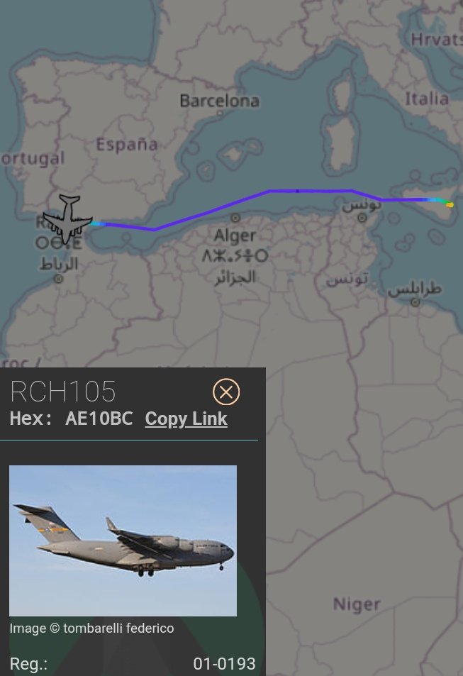 MilRadar's tweet photo. 🇺🇲 #USAF C-17A Globemaster III 01-0193 del #437thAW aterriza en #Rota procedente de #Sigonella #Italia https://t.co/VbCaSe3llS