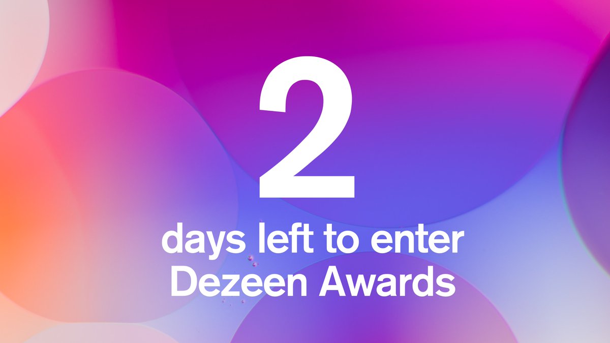 There are only 2 days left until entries close for Dezeen Awards 2022. Enter before midnight on 1 June!

Follow the link to sign in and submit your entry: dezeen.com/awards/signup/…
 
#dezeenawards #architecture #interiors #design