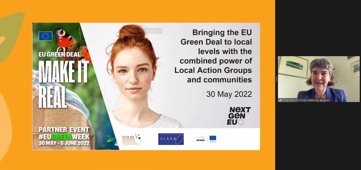 Kicking off now! <a href="/NinaKlein/">Nina Klein</a>, Policy Lead at <a href="/ECOLISE/">ECOLISE</a> introducing today's event on bringing the EU #GreenDeal to local levels #CommunitiesforFuture #CommunityLedLocalDevelopment #CLLD