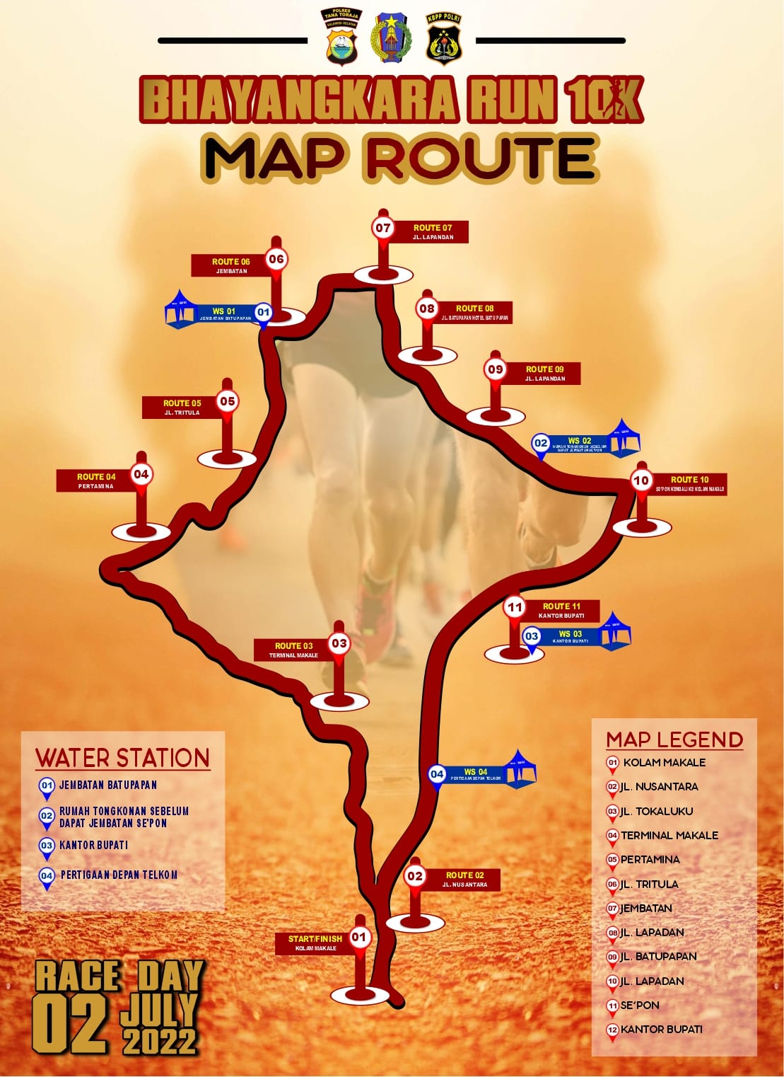 Rute Bhayangkara Run 10K - Toraya Mala'bi' • 2022