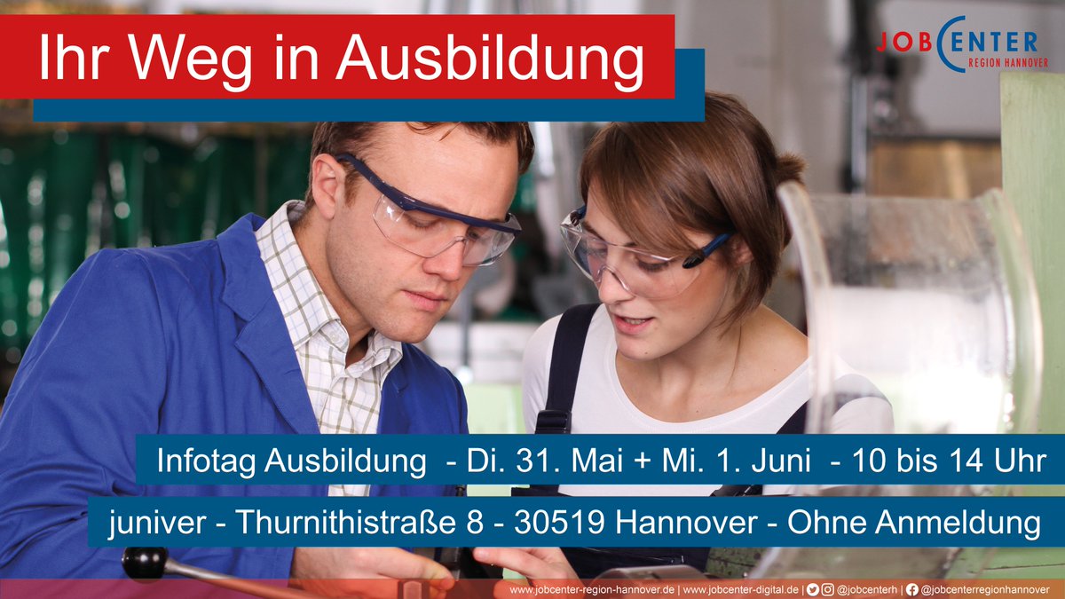 JobcenterH's tweet image. juniver und die Jugendberufsagentur #Hannover laden Sie ❤️lich zum Zukunftstag bei juniver ein!

Testen sich Sie bei den Mitmachaktionen! Außerdem gibt es viele Informationen über Unterstützung bei der Ausbildungsplatzsuche. #Ausbildung #Jobcenter

▶️jobcenter-region-hannover.de/arbeit-und-aus…