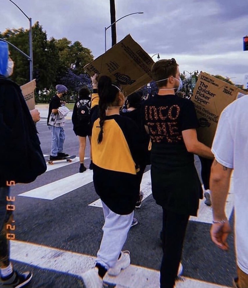 tbsagb's tweet photo. ariana grande at a black lives matter protest in los angeles 2 years ago today (30th may 2020) https://t.co/mmjSQsRovr