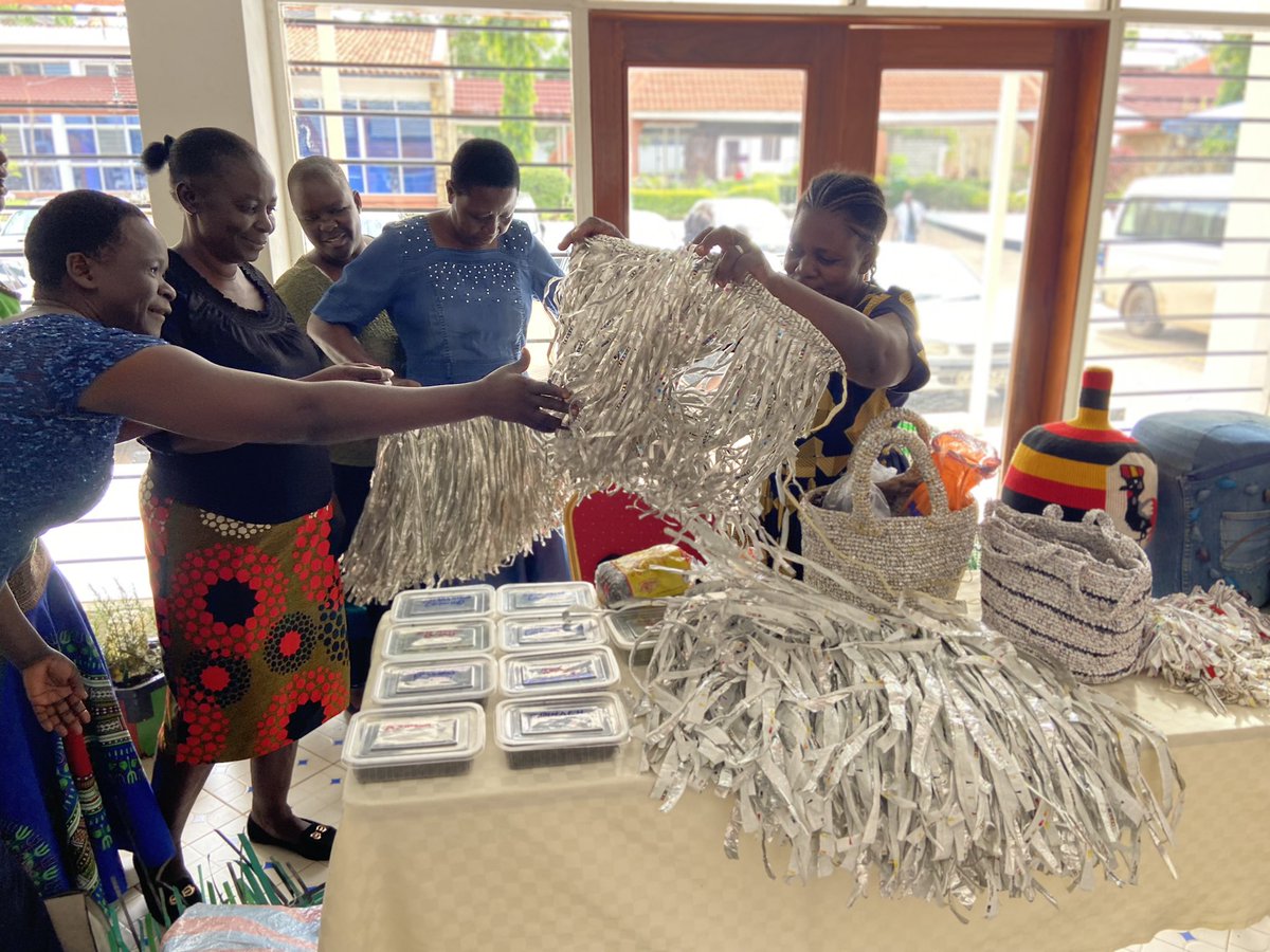 Various women groups from Nyalenda, Obung’a, Manyatta  &amp; Kondele displaying their various recycled materials contributing to reducing, reusing, recycling waste materials #CUSSHEnrichment