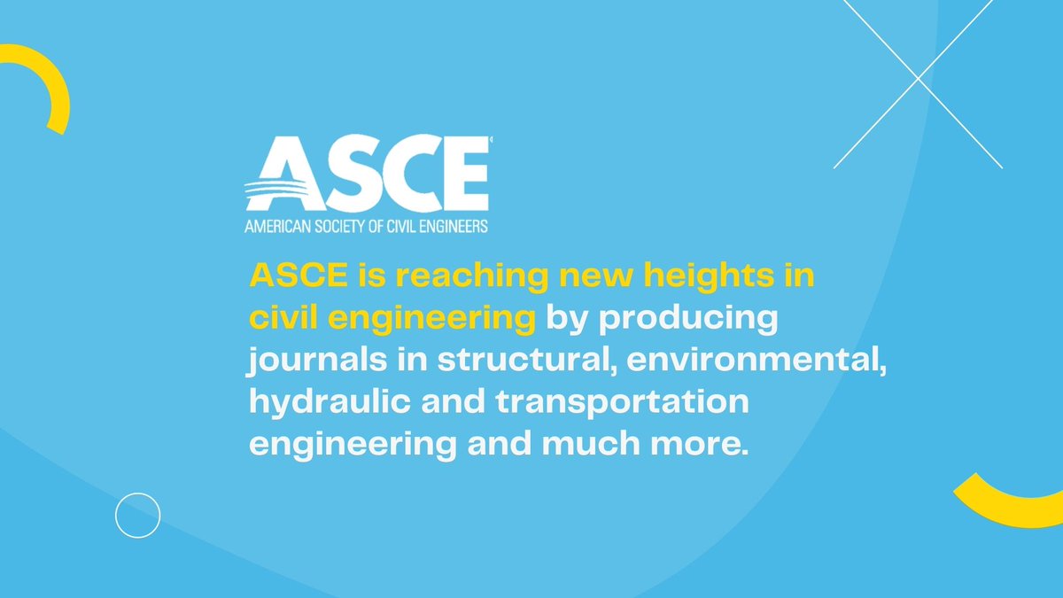 ASCE is reaching new heights in civil engineering by producing journals in structural, environmental, hydraulic and transportation engineering and much more.

COME AND SEE US <a href="/UKSG/">UKSG</a> STAND 82!

#ReachingNewHeights #ASCE #UKSG2022