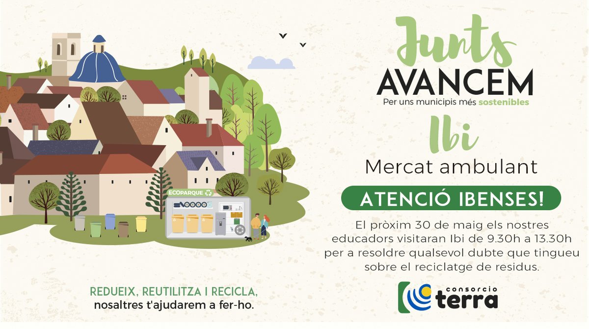 ayuntamientoibi's tweet image. 🟢 ♻️ Educadors ambientals al Mercat Ambulant d&apos;Ibi. 
Hui dilluns, els educadors ambientals del @RSU7A2  estan al mercat ambulant per tal de resoldre tots els dubtes sobre el reciclatge de residus. 
#redueix #reutilitza #recicla #Ibi