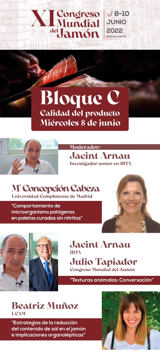 📌El #XICMJ mostrará al mundo la #calidad del #jamón 

Conoce todas las novedades sobre este tema en el #XICMJ

📆8 de junio en #Segovia 

INSCRÍBETE 👇congresomundialdeljamon.es/inscripcion/

#eljamonsereinventaensegovia