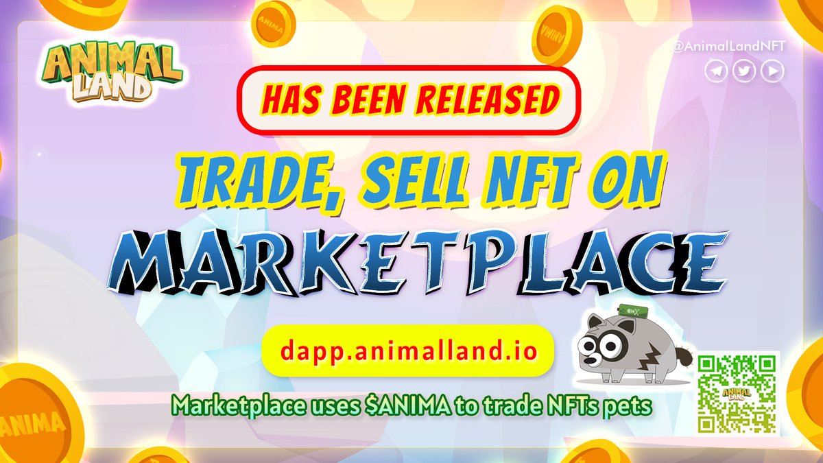 AnimalLandNFT's tweet photo. 🔴 MARKETPLACE 🔴
☄️ https://t.co/zyFhsVXYE6  
👉Connect your wallet
👉Select My NFT
👉Choose your NFT

🔺 Players can trade animals as NFTs 
🔺 Players can purchase Boxes with the possibility of owning different ranks

💲Become BILLIONAIRE with $ANIMA!
❤️https://t.co/ccTGOIAYPf https://t.co/Nd9CA5QR2R