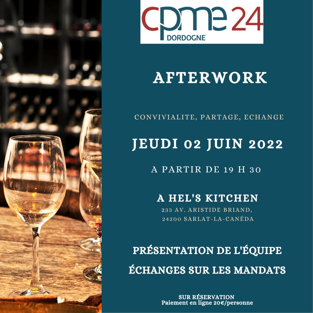 🚨 Dernier jour d'inscription ! 🚨

Nous vous donnons RDV le 02 juin à partir de 19h30 afin de participer au second Afterwork de l'année !

 👉 Inscrivez vous vite !

Cliquer sur le lien pour vous inscrire 👇
helloasso.com/.../even.../af…

A bientôt !
