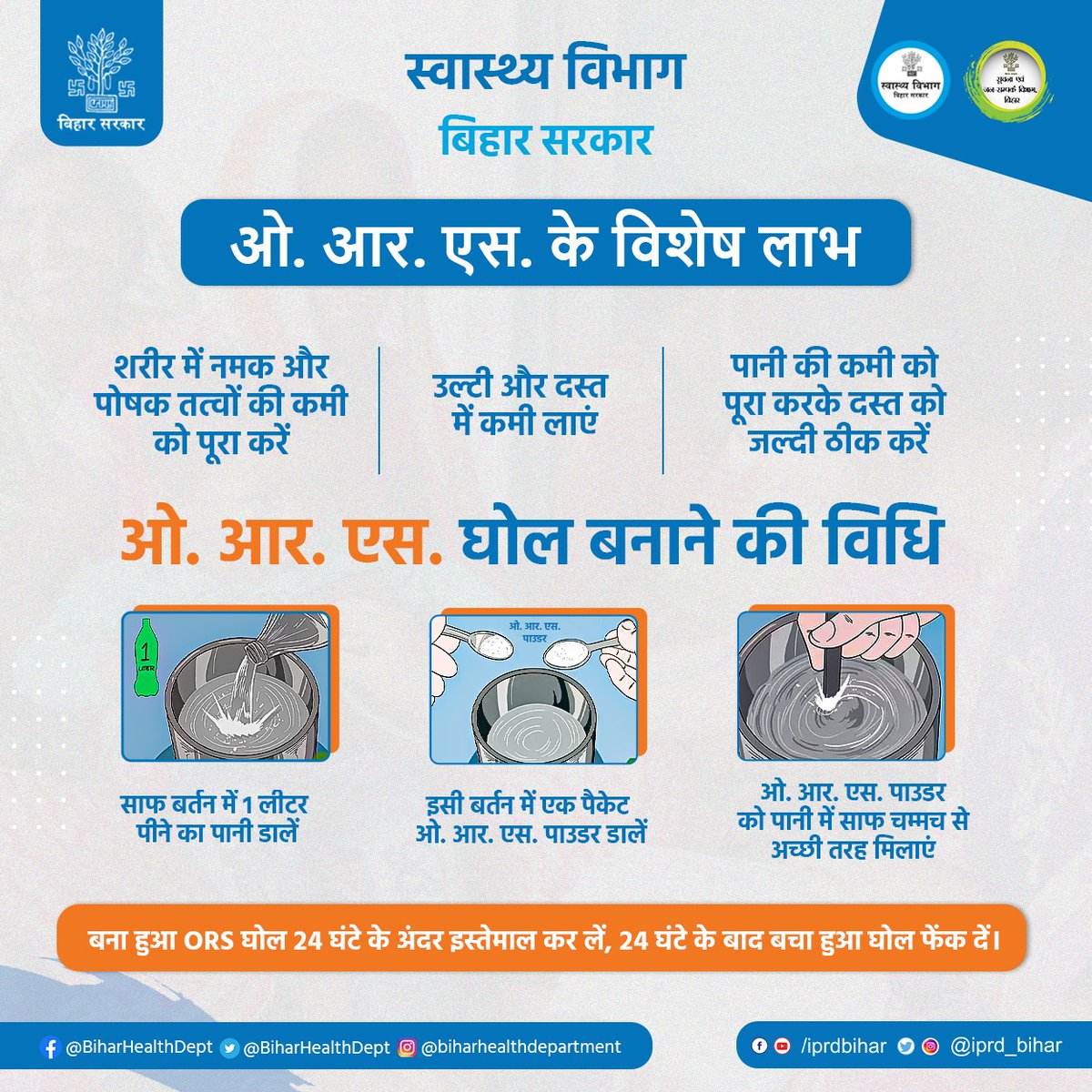BiharHealthDept's tweet photo. ओ.आर.एस. के विशेष लाभ
#BiharHealthDept
@mangalpandeybjp
@SHSBihar 
@MoHFW_INDIA
#ChamkiFever
#चमकी_बुखार https://t.co/o7hXO5pa3s