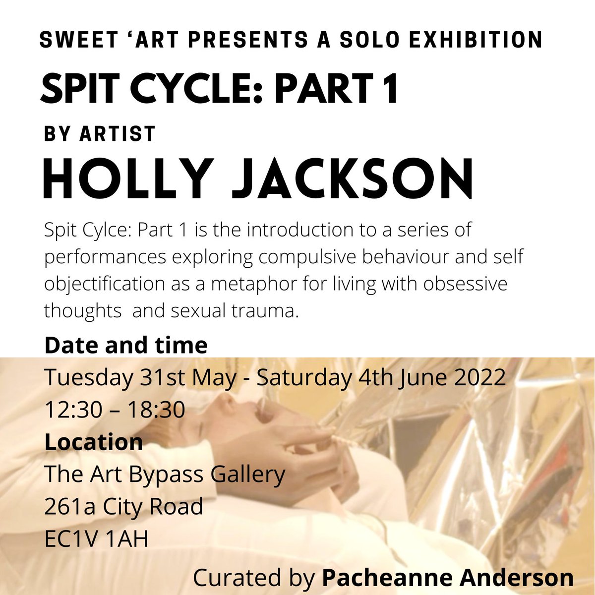 Opening this week! We are excited to present this exploration of obsessive thoughts and sexual trauma with an
insight to subthemes including compulsive behaviour, surveillance and self objectification from a
feminist-centred perspective. Gallery open tomorrow, PV Thursday!