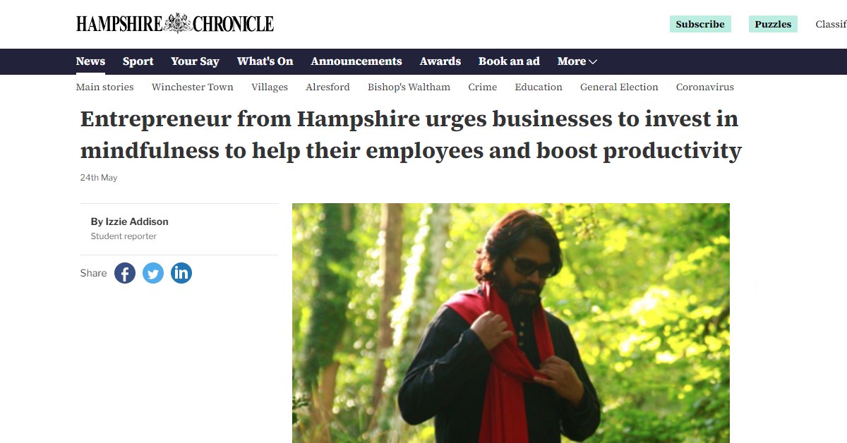 MindfulyouCo's tweet image. Entrepreneur from Hampshire urges businesses to invest in mindfulness to help their employees and boost productivity. The Hampshire Chronicle, May 2022
Read the full interview with Mitra Vijay here..
hampshirechronicle.co.uk/news/20161261.…
 #entrepreneurinthemaking #bossnetwork