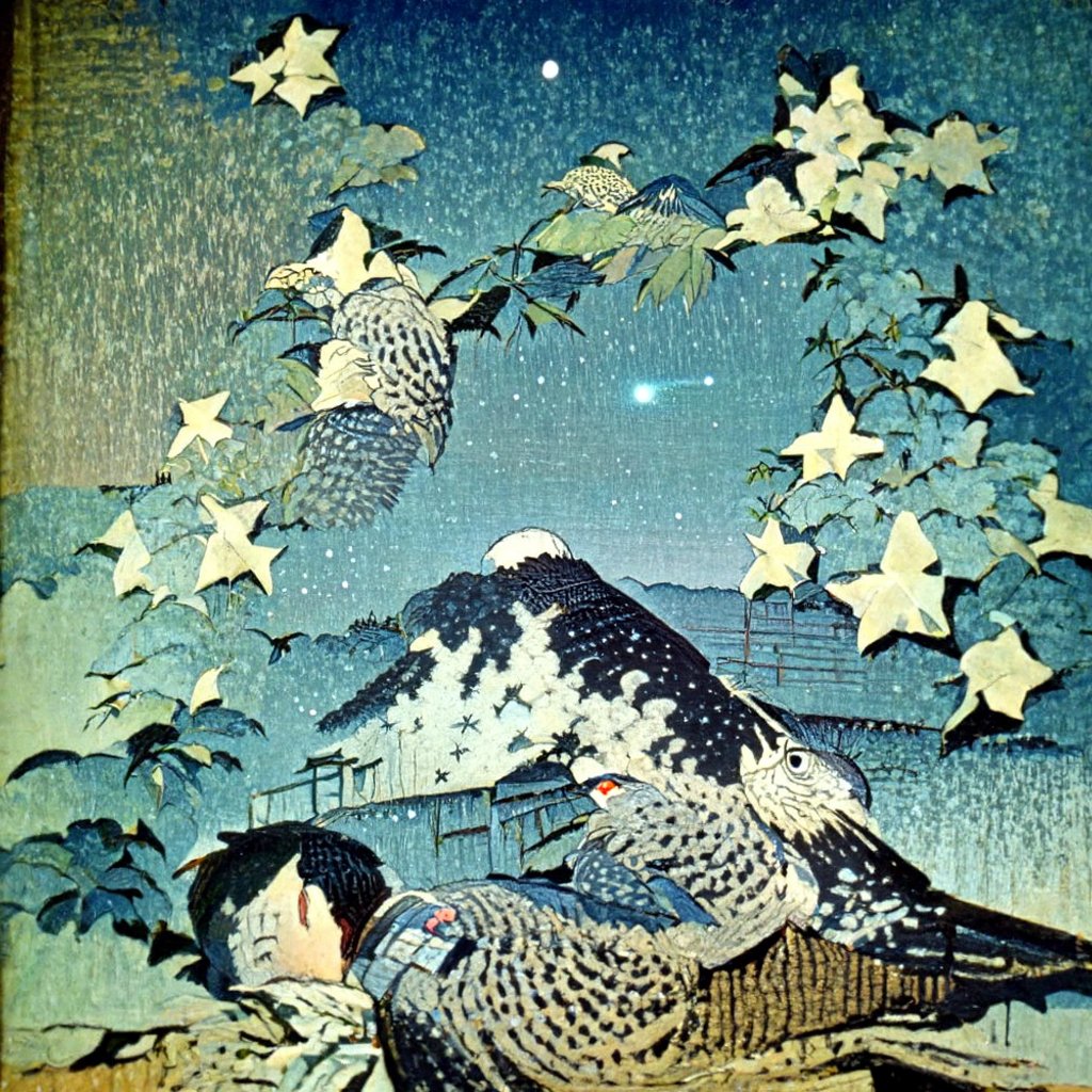 "The bright stars, decline in the sky, a little cuckoo."

We are launching our AI-Art series based on Haiku Poems !!!

Visit our Rarible page and discover the complete project on our website: gigantic-art.com