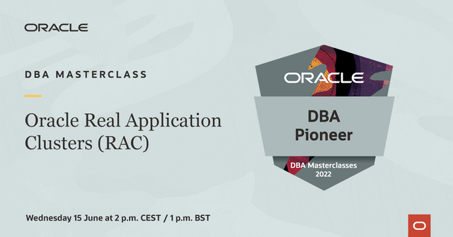 pparada_oracle's tweet photo. During this DBA Masterclass, you will learn internals and best practices on Real Application Clusters. Register now: https://t.co/FcbClYwoYt https://t.co/XoSbC4lzvo