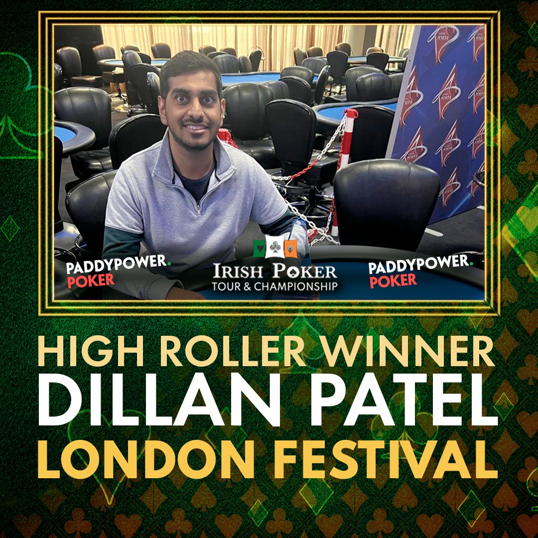 IrishPokerTour's tweet photo. Congratulations to Dillan Patel who won the @paddypowerpoker Irish Poker Tour High Roller on Saturday Night at @AspersPoker ๐
#Poker #IrishPokerTour #PPIPT #LivePoker #PaddyPowerPoker #IrishPoker #TheRoadToLondon ๐ฌ๐ง #aspers #London https://t.co/yiblFGfzf5