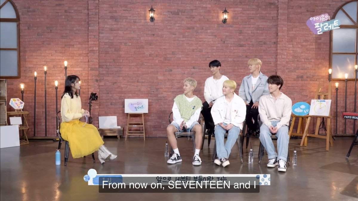 tinkswonu's tweet photo. seventeen &amp; iu are officially friends now 🫰🏻 https://t.co/FPrZd0n2gs