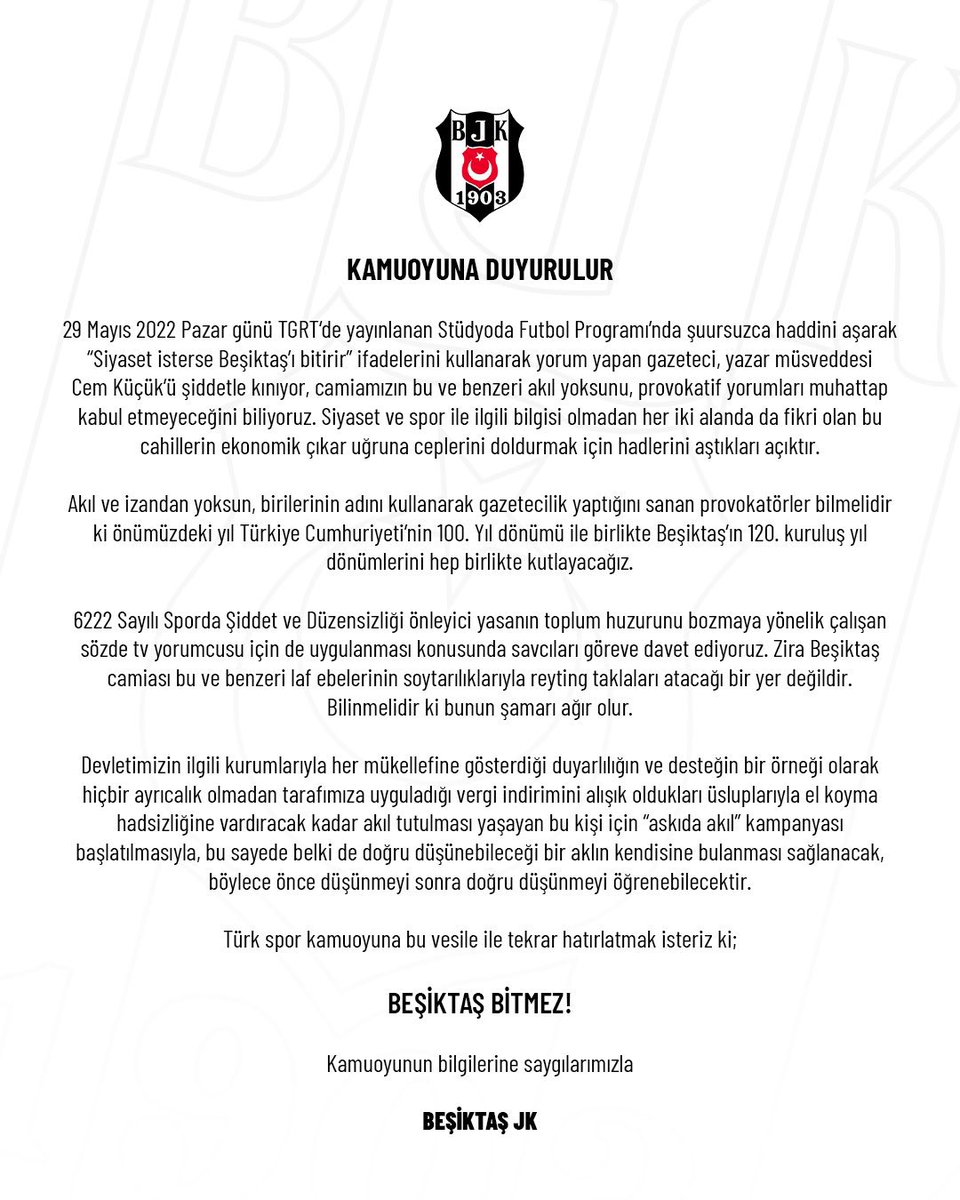 Haddinizi bilin! #BeşiktaşBitmez ! <a href="/Besiktas/">Beşiktaş JK</a>