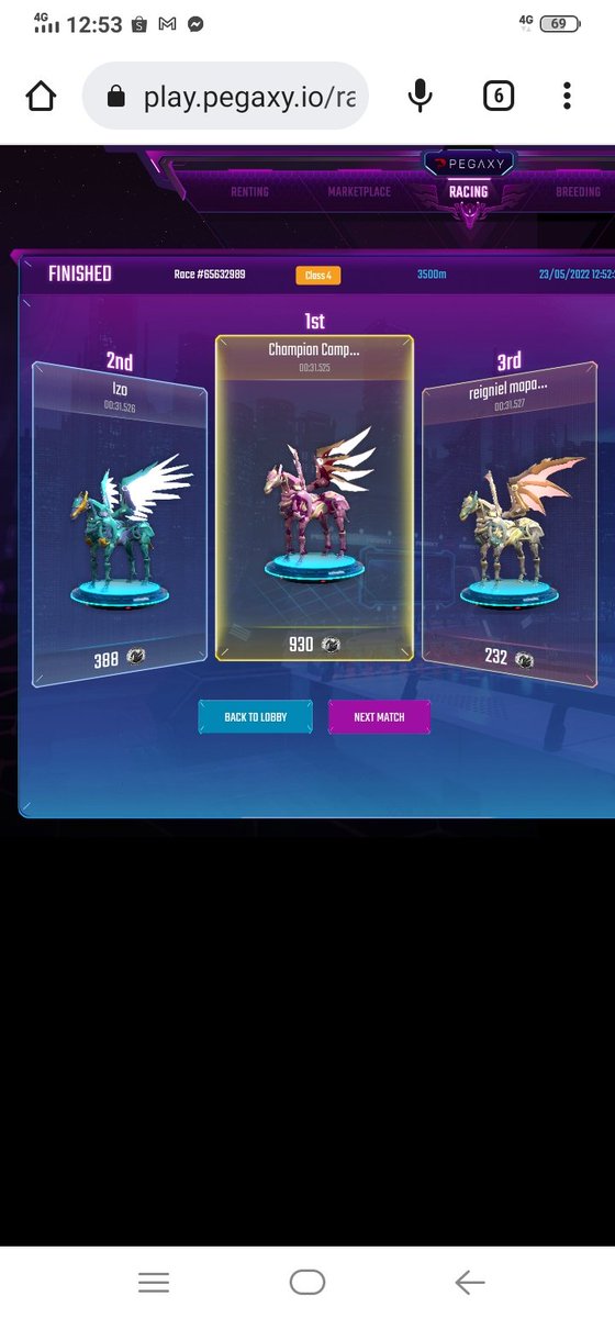 NinaAngeles02's tweet photo. Happy Monday to all 👋🥰
My Stress Reliever 😍 Drain Energy Race🏁 😍🥰

Thank you so much @ImmortalSynG 

#IMSY
#ImmortalSyndicateGuild
#Pegaxy
#ImsyLifeChanger
#GandangLahi https://t.co/9zfurANySt