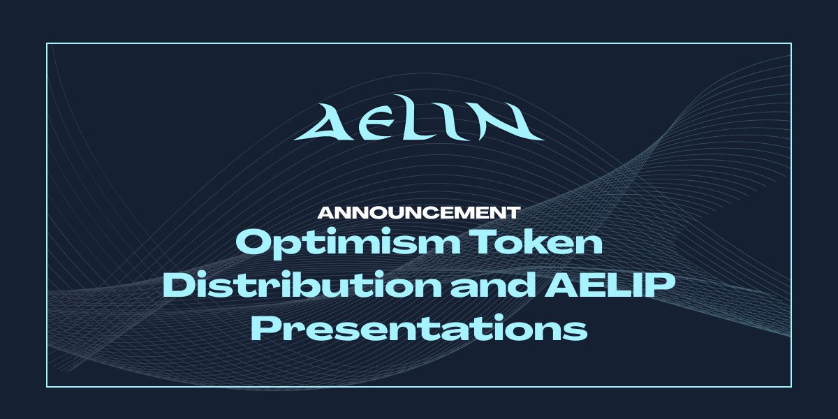 aelinprotocol's tweet photo. Later today, at 11PM UTC Aelin will be presenting its plans for distributing @optimismPBC tokens along with various other AELIP's

In the case of $OP tokens, the proposal is to sell them to the Optimism community for $1.10 sUSD

See ya there! 👋

Discord - https://t.co/n2r2isr82L https://t.co/W6vhn4dbKb