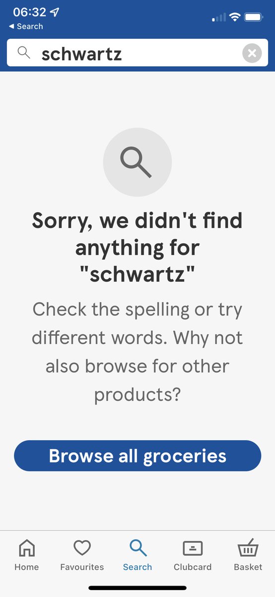 nicholas_murphy's tweet photo. @Tesco please investigate why a search for “Schwartz” products returns no items if you are signed in please https://t.co/hsc0MvXkOD