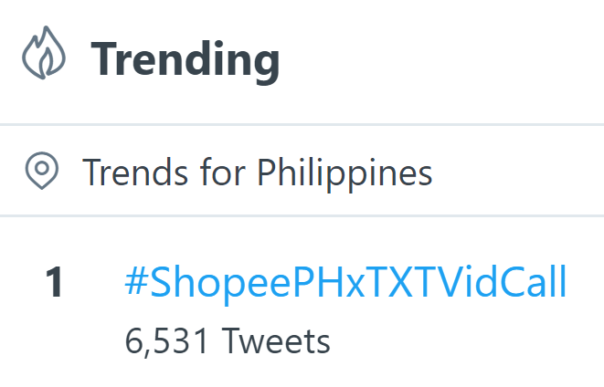 txtontrends's tweet photo. ๐ต๐ญTrends for Philippines | 220523
1. #ShopeePHxTXTVidCall
10. TXT ON TOP OF BILLBOARD
11. #TXT_minisode2_No4_on_BB200
#GOOD_BOY_GONE_BAD
#TOMORROW_X_TOGETHER
@TXT_bighit @TXT_members https://t.co/RhVVegdWpY