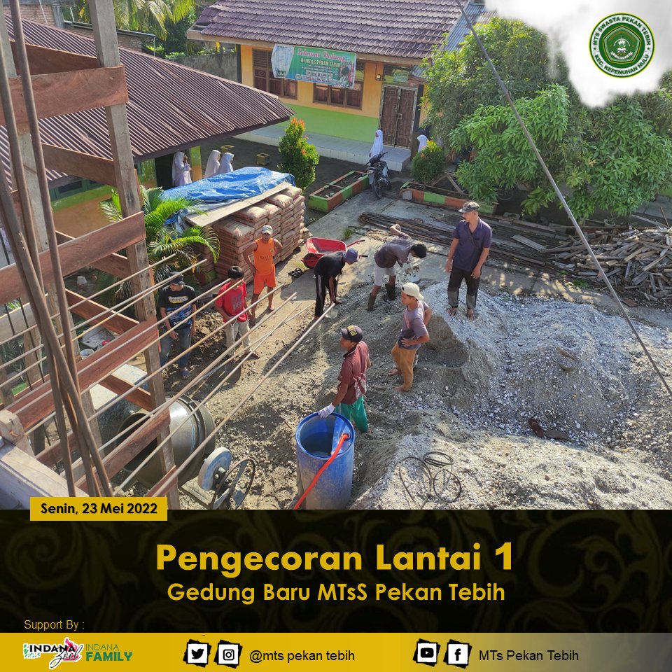 MtsPekan's tweet photo. Senin, 23 Mei 2022

Gallery MTs Pekan Tebih || dengan mengucapkan Bismillahirrohmanirrohim, pengecoran lantai 1 Gedung Baru MTs Pekan Tebih di mulai...

semoga Allah beri kemudahan dalam pelaksanaan pengecoran tersebut..Aamiinn https://t.co/F1moJyhxMk