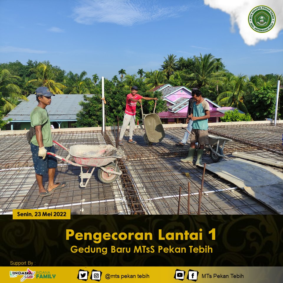 MtsPekan's tweet photo. Senin, 23 Mei 2022

Gallery MTs Pekan Tebih || dengan mengucapkan Bismillahirrohmanirrohim, pengecoran lantai 1 Gedung Baru MTs Pekan Tebih di mulai...

semoga Allah beri kemudahan dalam pelaksanaan pengecoran tersebut..Aamiinn https://t.co/F1moJyhxMk
