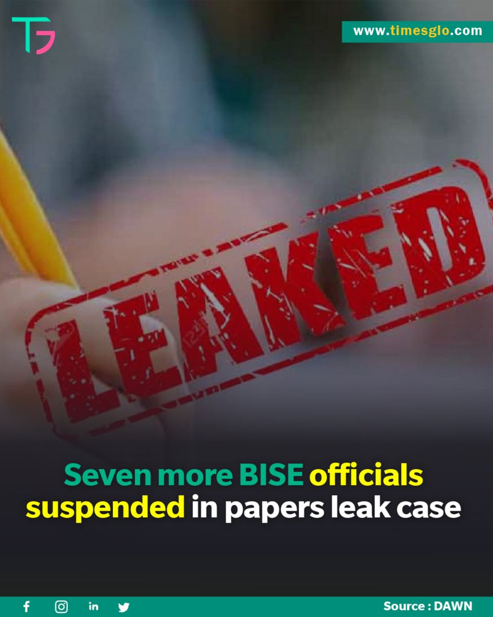 TimesGlo's tweet photo. The inquiry committee established by Punjab CM to investigate the papers leak scandal has suspended seven officials of the confidential press at the BISE Rwp and borrowed staff from the BISE Gujranwala to reprint the papers for the SSC annual exam 2022
#BISEEXAMS #SSC #cmpunjab https://t.co/PDVrKSk3yL
