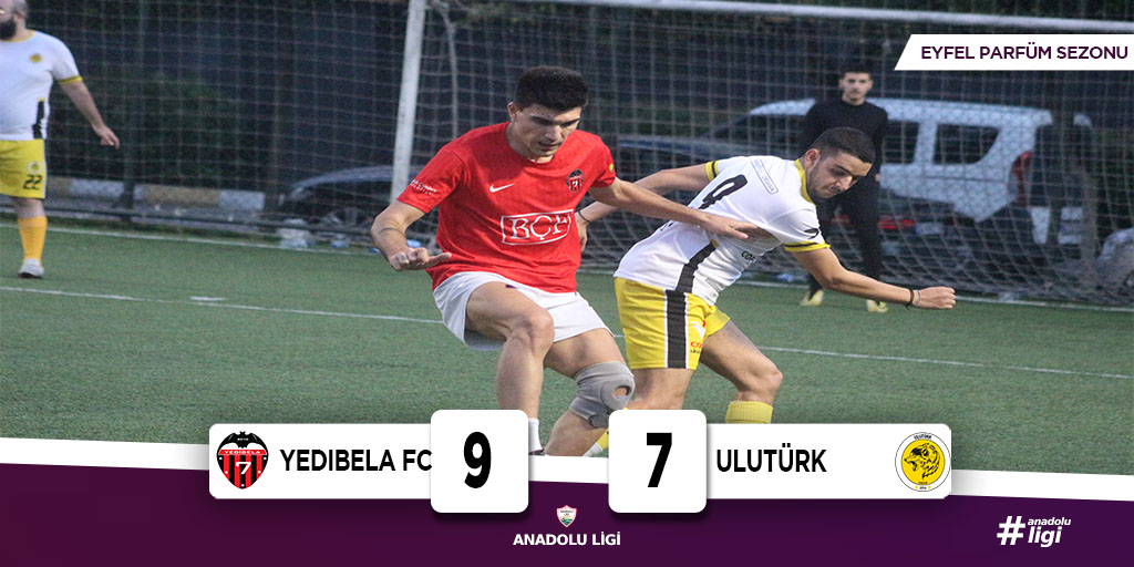 Anadolu Ligi Eyfel Parfüm Sezonu 1. Lig

📅15. Hafta

⚽️ <a href="/YedibelaFC/">Yedibela FC</a> 9-7 #Ulutürk

🏅 Metin Çelik