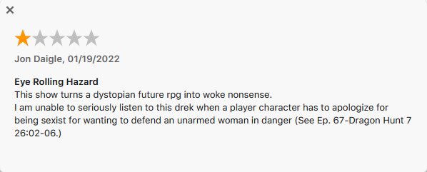 Kinda proud I was the GM for the episode of Shadowrun Origins that made this guy quit listening: