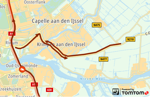 Stevige files op de #N210, in beide richtingen bij de #Algerabrug. Daar wordt aan de weg gewerkt. Momenteel +70 min.