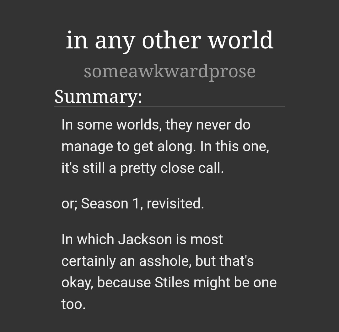 Void_Fox_1k's tweet photo. 🦊 Fic Rec 🐺
I love the writing in this. #Stackson
in any other world by someawkwardprose
https://t.co/1WeLDn0VXn https://t.co/9kzRp2GoRq