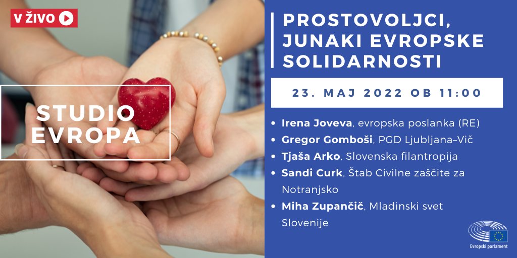 Europarl_SL's tweet photo. Ob 11h se nam pridružite v Hiši EU🇪🇺 na razpravi o prostovoljstvu🤝 v EU. Kako lahko država in Unija ustrezno podpreta prostovoljstvo in ga približata državljanom? Spremljajte prenos:
FB 👉🏻 https://t.co/Lxq64MfCNm
YT 👉🏻 https://t.co/OeO8OwH8tv
#StudioEvropa #skupajsmoEU https://t.co/f5e3cLwP1S