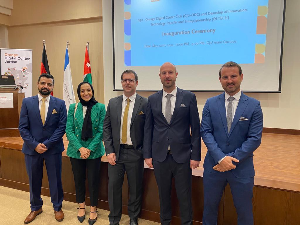 rockware12's tweet photo. #Rockware was honoured to be part of the inauguration of the new deanship at the GJU in Jordan. We brought guests from #in-tech and gave them an idea of the chances that Jordan has to offer.
#bestFirstImpressionEver #letsCreateJobsInJordan #gjuRules https://t.co/3CCuv4zw55