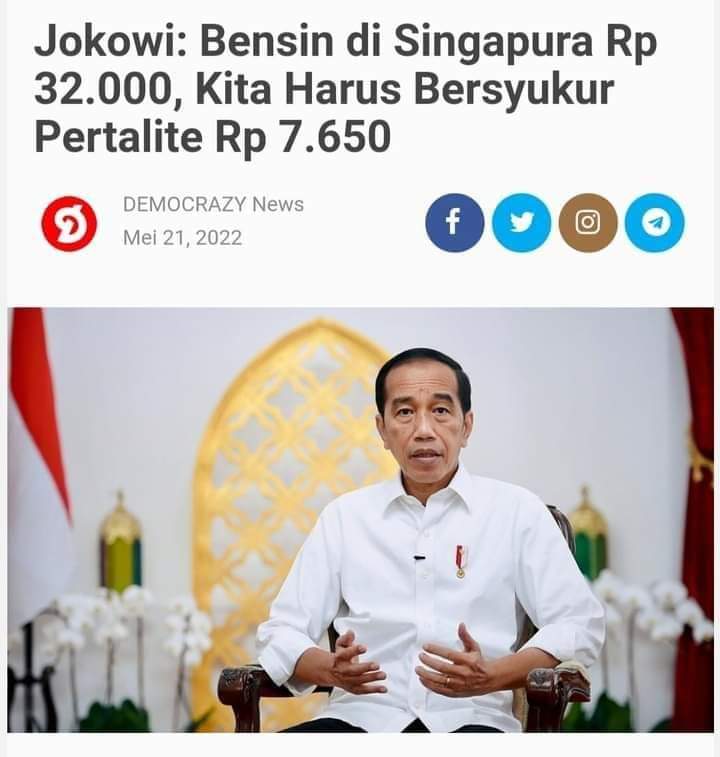 msaid_didu's tweet photo. Bpk Presiden yth, kalau membandingkan harga antar negara hrs badingkan juga kemampuan ekonomi rakyatnya. 
UMR Singapura 10 kali lbh besar dg UMR Indonesia, pendapatan perkapita Singapura 13 kali lipat dan di Singapura tdk ada petralite. Petralite kita disubsidi pertamina.
Jelas ? https://t.co/9sZsrok3ez