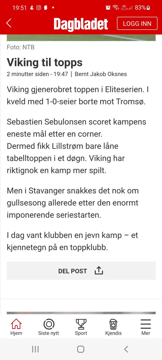 LeversenTor's tweet photo. @vikingfotball Dagbladet var først ute🙂 https://t.co/QSJnTqiOh2