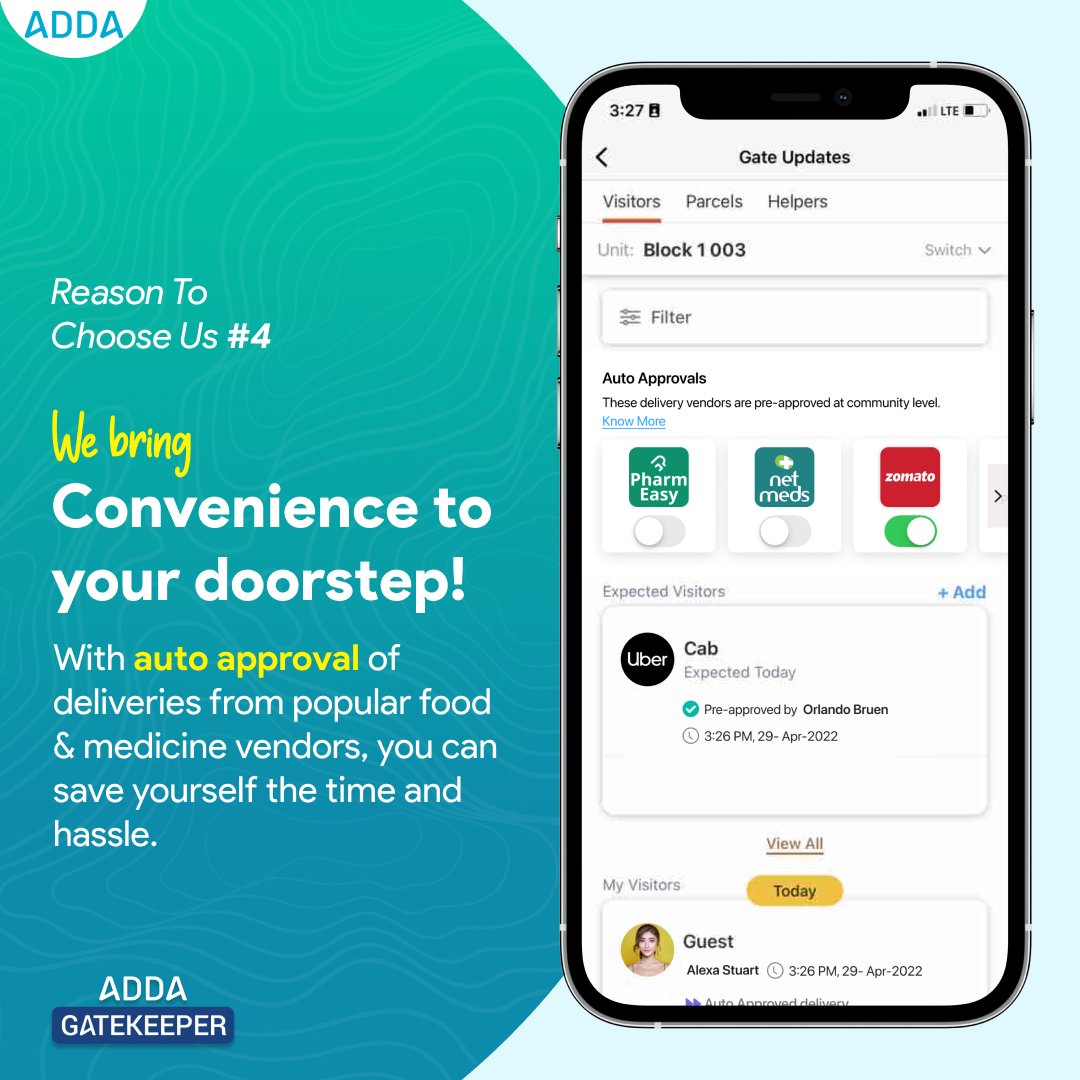 ADDASoftware's tweet photo. 📦No more multiple visitor approval requests! Save time with our pre-approval of deliveries feature. Link in bio!

#community #communitymanagement #delivery #autoapproval https://t.co/gk1eAykS1R