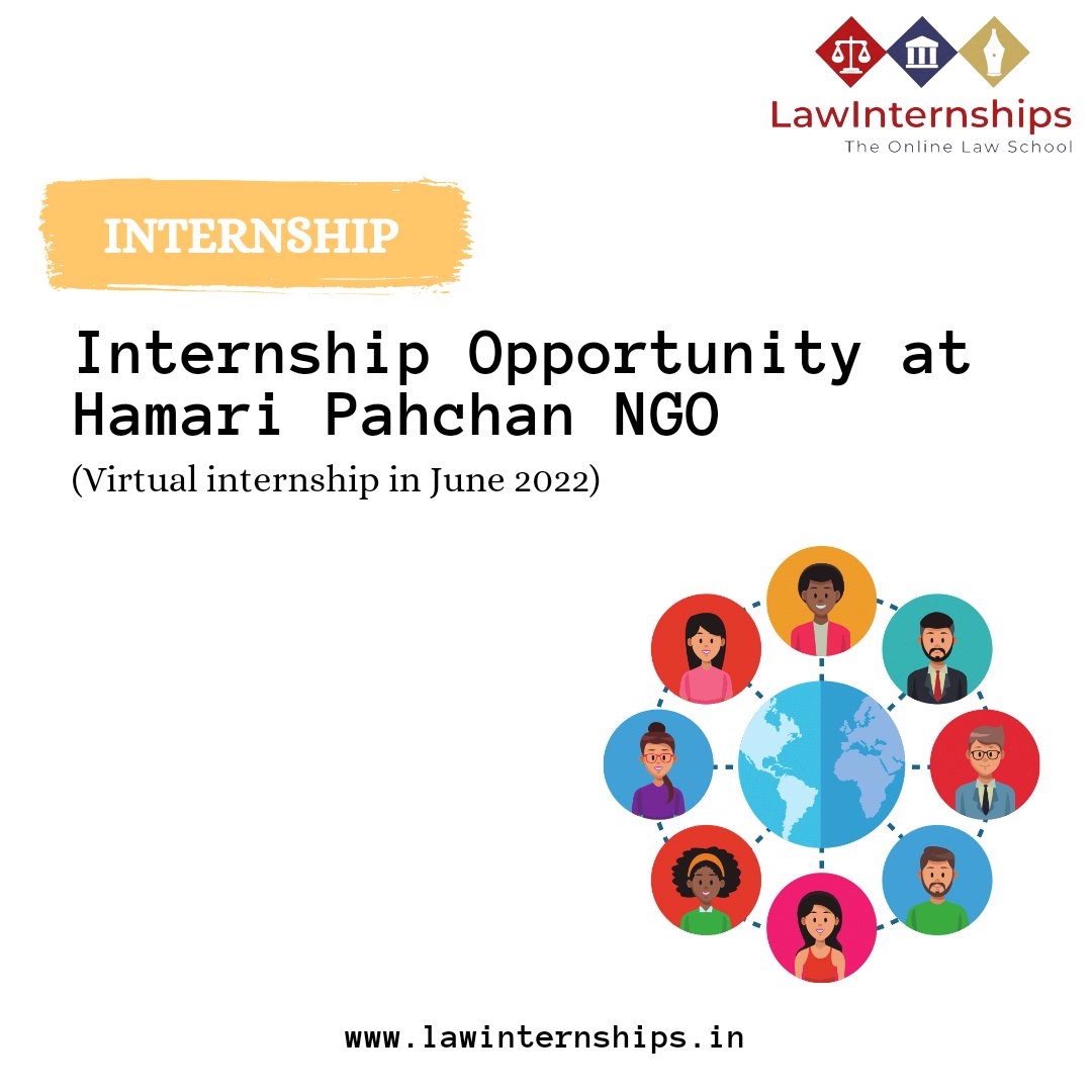LInternships's tweet photo. Application for virtual internship at Hamari Pahchan NGO is open for the month of June, 2022.
To apply, please type "interested" in the comment section.
#law #virtuallearning #internsip #lawinternships https://t.co/dHqT8pkYx9