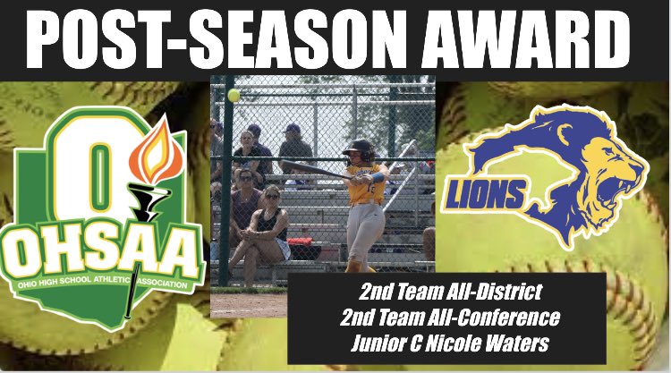 GLHSsoftball's tweet photo. Congrats to our Junior Catcher #12 Nicole Waters! 2nd Team All-District! 2nd Team All-OCC!! @nicole_waterss @ladydukesohio https://t.co/8oRQU5xZTh