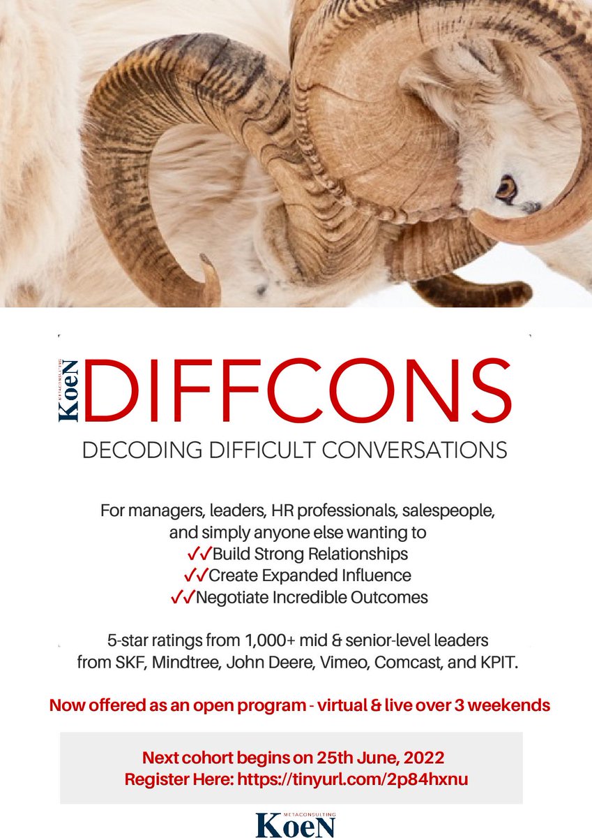 koenterintuitiv's tweet photo. Announcing #DiffCons, a program from #KoeNMetaConsulting for leaders, salespeople, professionals, and anyone who wants to build strong #relationships, expand #influence, and negotiate incredible outcomes @ work and home. 
 
From Jun 25 to Jul 10, 2022

See brochure ↓ for details https://t.co/qC8vThj4bY