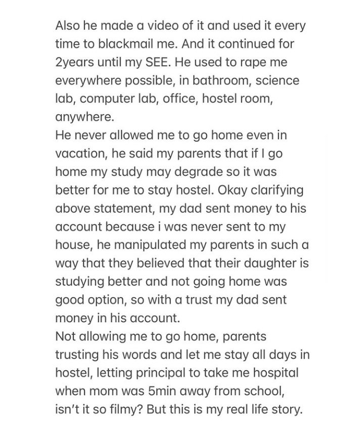 actuallythefrog's tweet photo. Another day here and more rape survivors are opening up. The following story is brutal. It's a story of a minor girl who was r@ped for almost 2 year continuously by a school principal RAAZ KHADKA .
#justiceforrejina 
#justoceforsushmita
#endrapeculture https://t.co/yxBYk7s1tt