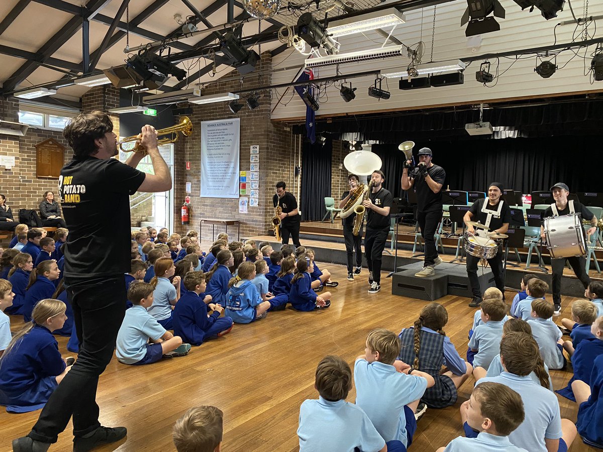 TerreyHillsPS's tweet photo. THPS having a blast with the #HottPotatoBand. Such a wonderful experience for the whole school. https://t.co/O16k6eZyU8