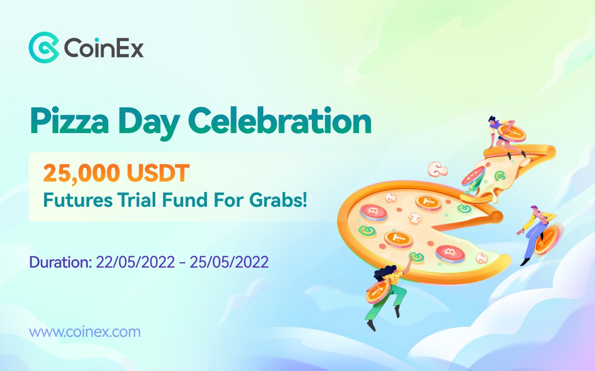 coinexcom's tweet photo. Celebrating #BitcoinPizzaDay, we're giving away $25,000 futures trial funds! 🤩

Use code "PizzaDay" to redeem the voucher on CoinEx app or https://t.co/hF0cdLm8LF. Grab your slice before it's gone! 🍕

Learn more 👉 https://t.co/dRQVULgxcO

#CoinEx #CoinExFutures #CoinExPizzaDay https://t.co/M6pxoceGsE