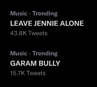 jeninikim16's tweet photo. The two things that everyone should know…
1. LEAVE JENNIE ALONE
2. GARAM BULLY https://t.co/Sfi5UbYyv6