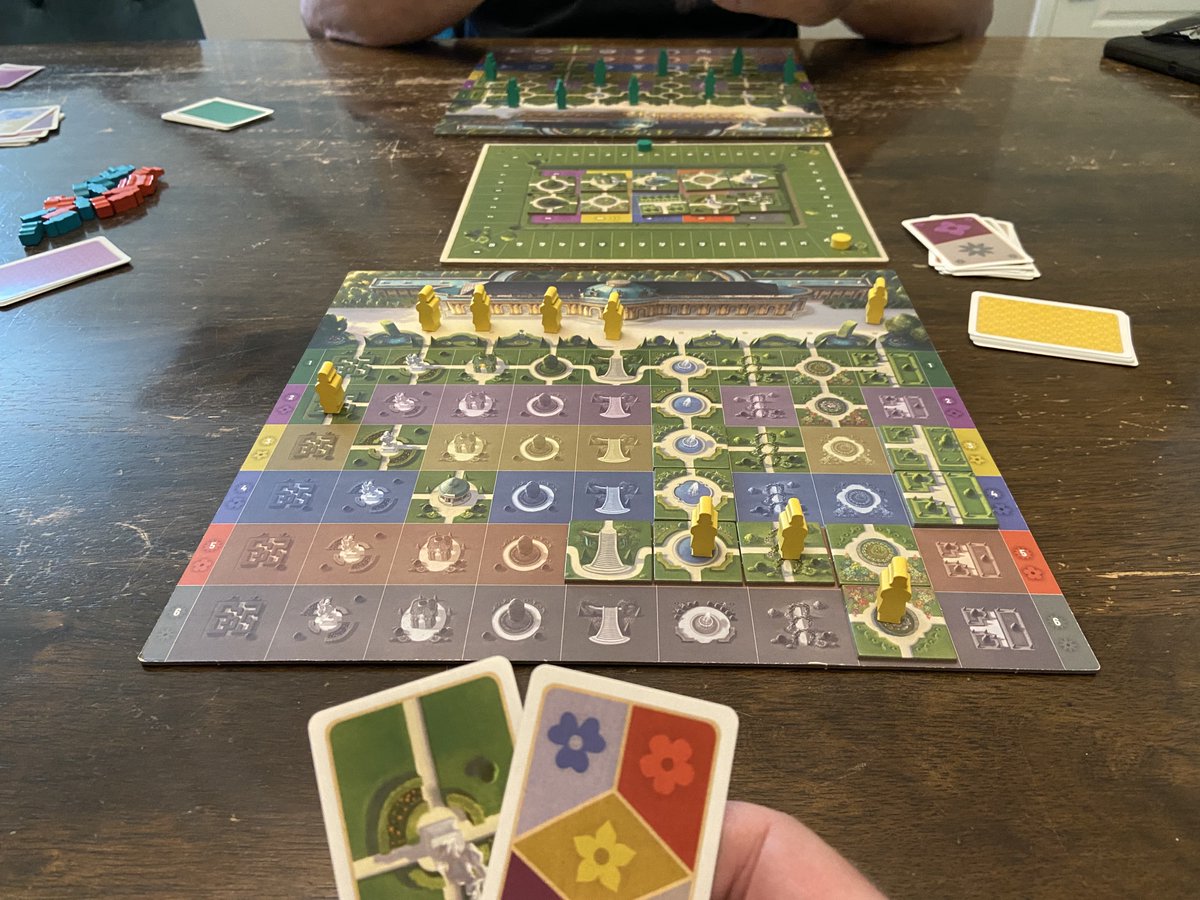 BoardGameGeek (@boardgamegeek) on Twitter photo Rediscovering Michael Kiesling’s Sanssouci on the new edition from <a href="/FractalJuegos/">Fractal Juegos</a>.
Each turn, play a card to draft a tile, trying to build deep lines in your garden for nobles to visit and ogle. The deeper they go, the more you score!
BGG game page: boardgamegeek.com/boardgame/1468… —WEM Rediscovering Michael Kiesling’s Sanssouci on the new edition from <a href="/FractalJuegos/">Fractal Juegos</a>.
Each turn, play a card to draft a tile, trying to build deep lines in your garden for nobles to visit and ogle. The deeper they go, the more you score!
BGG game page: boardgamegeek.com/boardgame/1468… —WEM